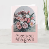 Soft Pink Floral Photo "Focus on the Good" Retro  Karte (Vorderseite)