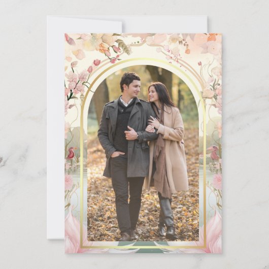 Soft Pink Floral Romantische Schwäne Indische Hoch Einladung (Rückseite)