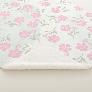 Soft Pink Floral Sherpa Blanket Sherpadecke