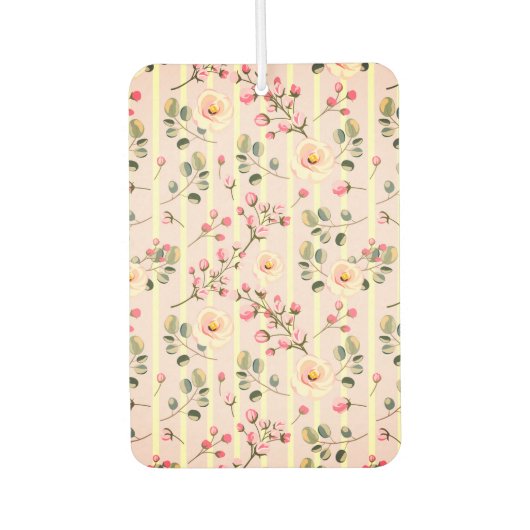 Soft Pink Floral Stripe Pattern Autolufterfrischer (Vorderseite)