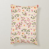 Soft Pink Floral Stripe Pattern Dekokissen (Rückseite(Vertikal))