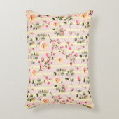 Soft Pink Floral Stripe Pattern Dekokissen (Vorderseite(Vertikal))
