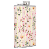 Soft Pink Floral Stripe Pattern Flachmann (Rechts)