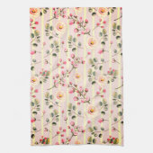 Soft Pink Floral Stripe Pattern Geschirrtuch (Vertikal)