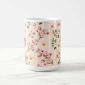 Soft Pink Floral Stripe Pattern Kaffeetasse (Mittel)