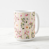 Soft Pink Floral Stripe Pattern Kaffeetasse (VorderseiteRechts)