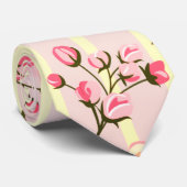 Soft Pink Floral Stripe Pattern Krawatte (Gerollt)