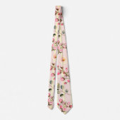 Soft Pink Floral Stripe Pattern Krawatte (Rückseite)