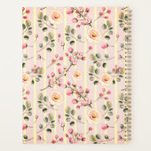 Soft Pink Floral Stripe Pattern Planer (Rückseite)