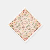 Soft Pink Floral Stripe Pattern Serviette (Ecke)