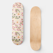 Soft Pink Floral Stripe Pattern Skateboard (Vorderseite)