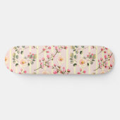 Soft Pink Floral Stripe Pattern Skateboard (Horizontal)