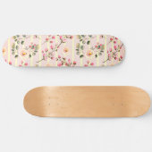 Soft Pink Floral Stripe Pattern Skateboard (Horizontal)
