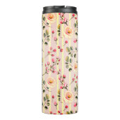 Soft Pink Floral Stripe Pattern Thermosbecher (Rückseite)