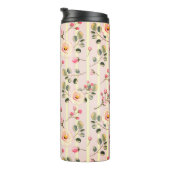 Soft Pink Floral Stripe Pattern Thermosbecher (Nach rechts gedreht)