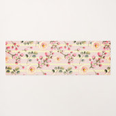 Soft Pink Floral Stripe Pattern Yogamatte (Rückseite (Horizontal))