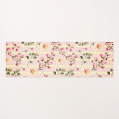 Soft Pink Floral Stripe Pattern Yogamatte (Vorderseite (Horizontal))