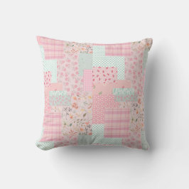 Soft Pink Floral Throw Pillow | Elegant Rose Aesth Kissen