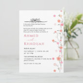Soft Pink Floral Vine Islamic Wedding Nikah Einladung (Stehend Vorderseite)