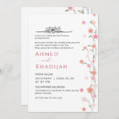 Soft Pink Floral Vine Islamic Wedding Nikah Einladung (Vorne/Hinten)