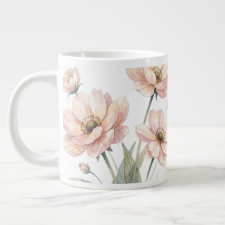 Soft Pink Floral Watercolor Bouquet Art Jumbo-Tasse