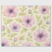 Soft Pink Floral Wrapping Paper Geschenkpapier (Flach)