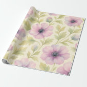 Soft Pink Floral Wrapping Paper Geschenkpapier (Ungerollt)