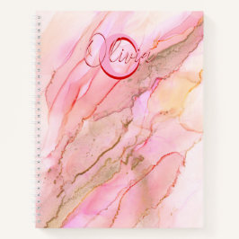 Soft Pink Fluid Alcohol Ink Notebook Notizblock