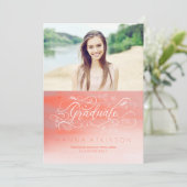 Soft Pink Foto Abschluss Einladung (Stehend Vorderseite)