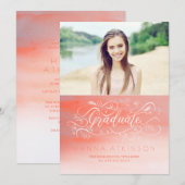 Soft Pink Foto Abschluss Einladung (Vorne/Hinten)