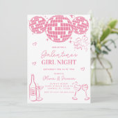 Soft Pink Galentine's Girls Night Party Einladung (Stehend Vorderseite)