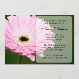 Soft Pink Gerberer Daisy Geburtstagspartei Einladung