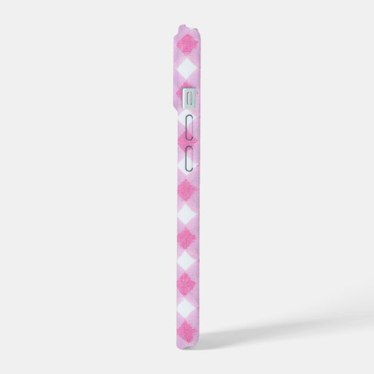 Soft Pink Gingham Check Pattern Phone Case iPhone 15 Hülle (Linke Seite)