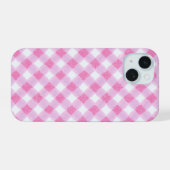 Soft Pink Gingham Check Pattern Phone Case iPhone 15 Hülle (Rückseite (Horizontal))