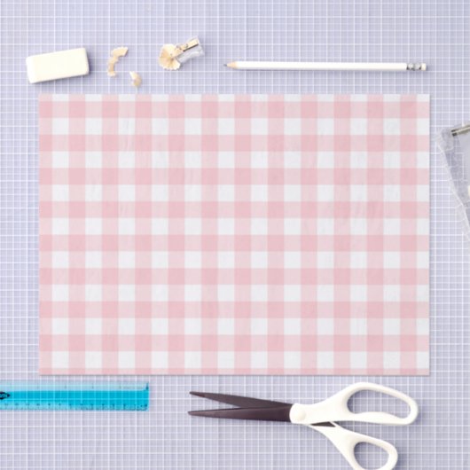 Soft Pink Gingham Karo Karierte Geschenkverpackung Seidenpapier (Handwerk)