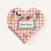 Soft Pink Gingham Niedlich Elements Herz geformt Notizblock (Vorderseite)