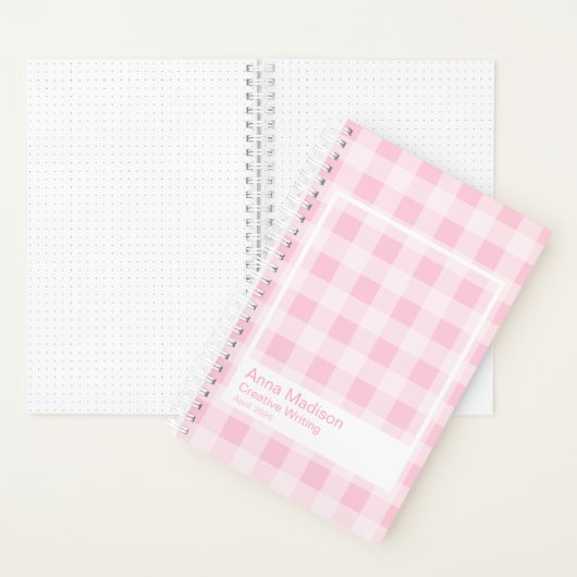 Soft Pink Gingham Transparent Frame Notizblock (Innen)