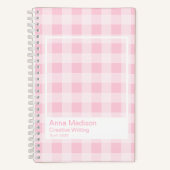 Soft Pink Gingham Transparent Frame Notizblock (Vorderseite)