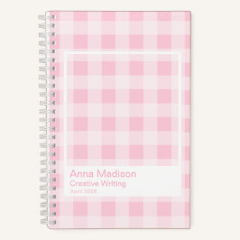 Soft Pink Gingham Transparent Frame Notizblock