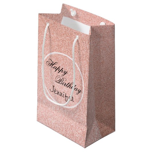 Soft Pink Glitzer Confetti Kleine Geschenktüte (Vorderseite Schrägansicht)