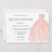 Soft Pink Glitzer Dress Sweet 15 Quinceanera Party Einladung (Rückseite)