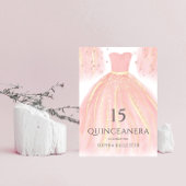 Soft Pink Glitzer Dress Sweet 15 Quinceanera Party Einladung