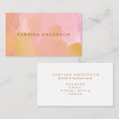 Soft Pink Gold Aquarell Moderne Minimalistische Fa Visitenkarte (Vorne/Hinten)