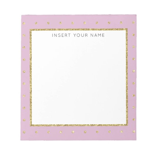 Soft Pink & Gold Personalisiert Notepad 5.5" x 6" Notizblock (Vorderseite)