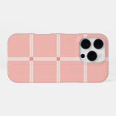 Soft Pink Grid Pattern with Coral Accent  iPhone Hülle (Rückseite (Horizontal))