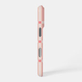 Soft Pink Grid Pattern with Coral Accent  iPhone Hülle (Rechte Seite)