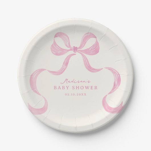 Soft Pink Hand Draw Babydusche Pappteller (Vorderseite)