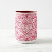 Soft Pink Heart Mandala Intricate Custom Tasse (Zentrum)