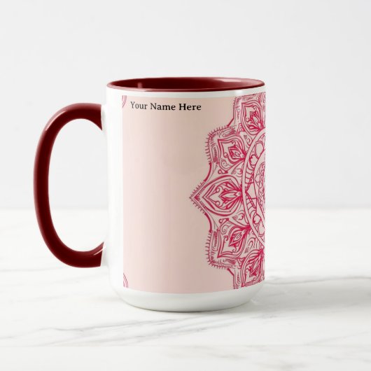 Soft Pink Heart Mandala Intricate Custom Tasse (Links)