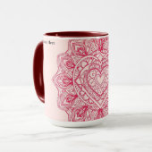 Soft Pink Heart Mandala Intricate Custom Tasse (Vorderseite Links)